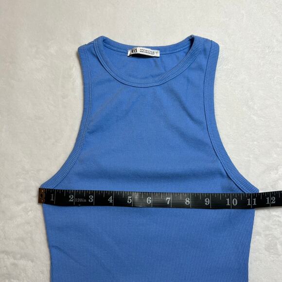 Zara Crewneck Sleeveless Ribbed Crop Tank Top Size Small 90s Y2K Beach Baby Tee - Picture 5 of 6